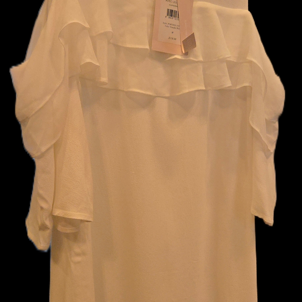 Elegant White Ruffled Women's Top